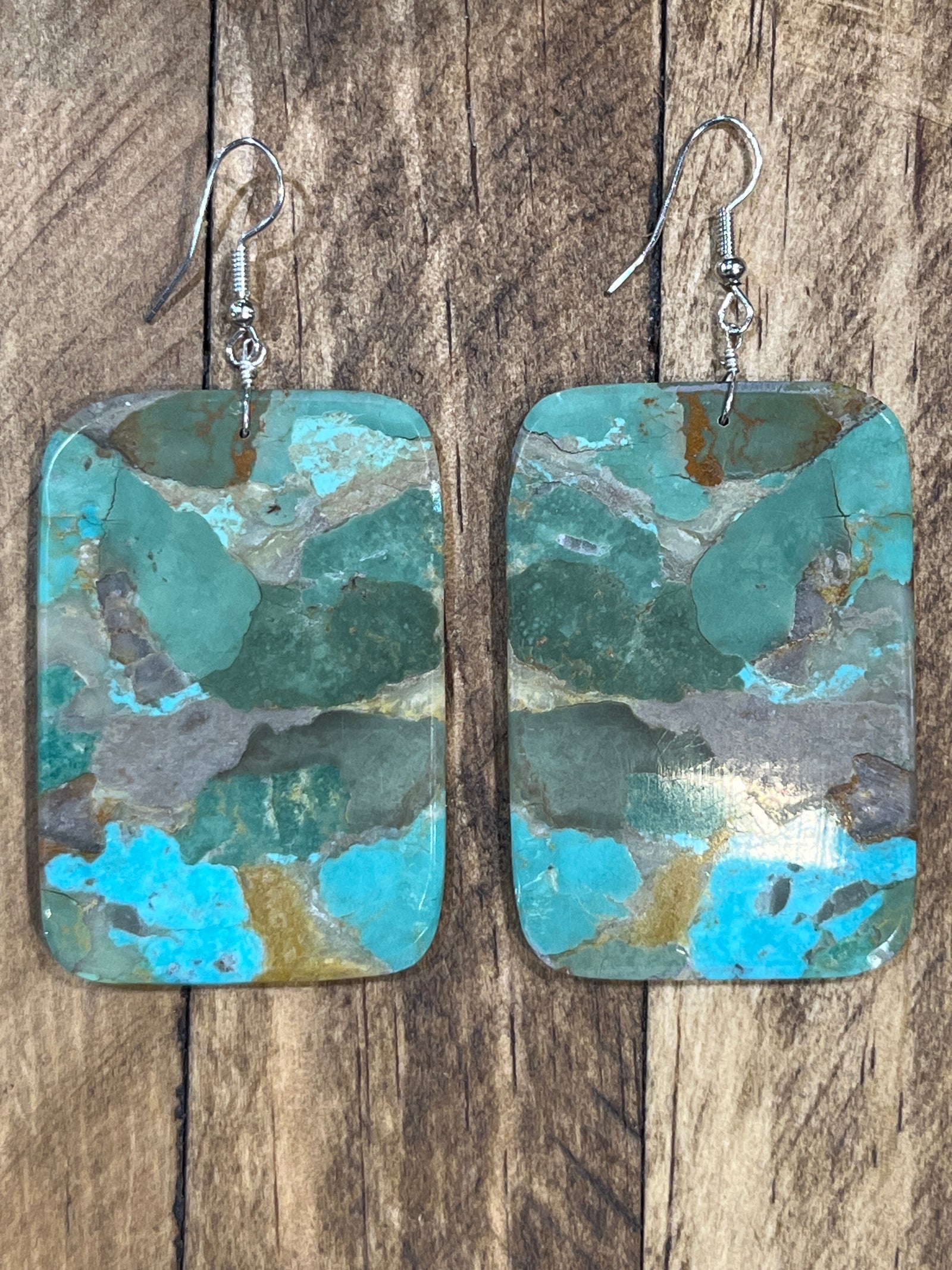 Gilda Large Turquoise Rectangle Slab Earrings