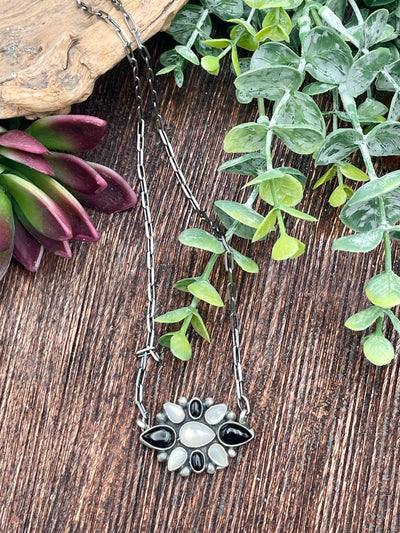 Langford Sterling Necklace With Pearl & Onyx Pendant - 18"