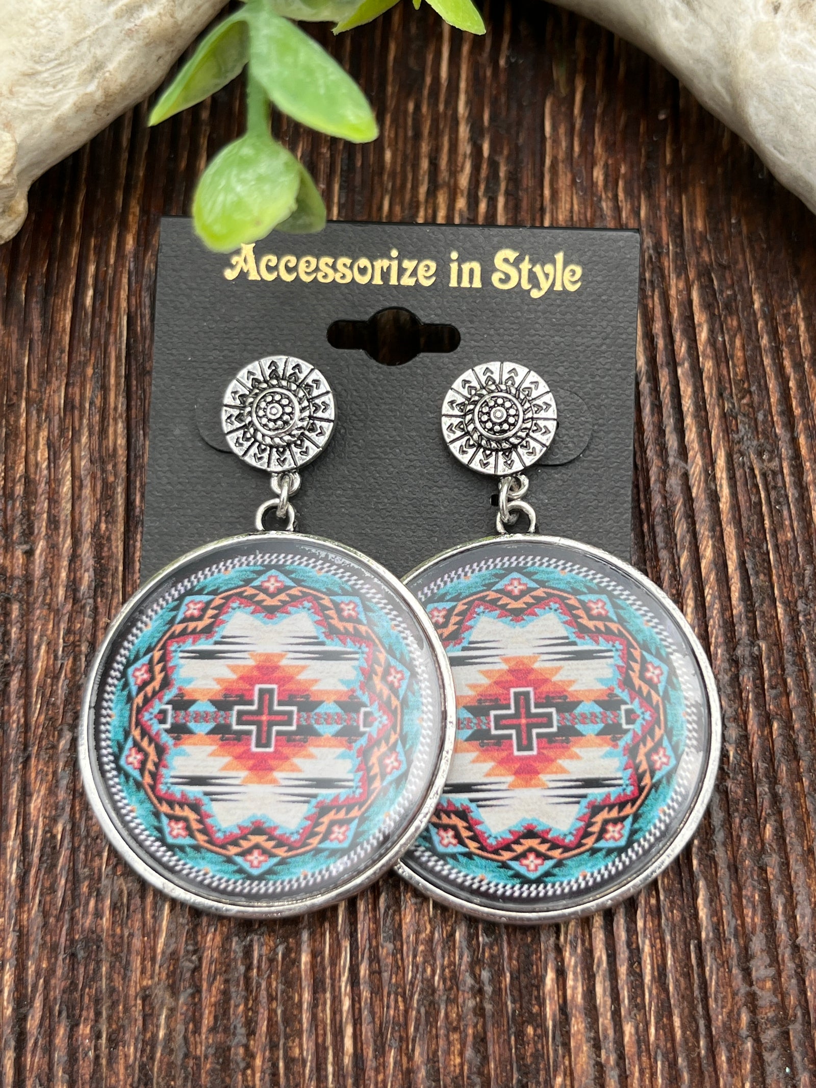 Western Aztec Print Bubble Earrings
