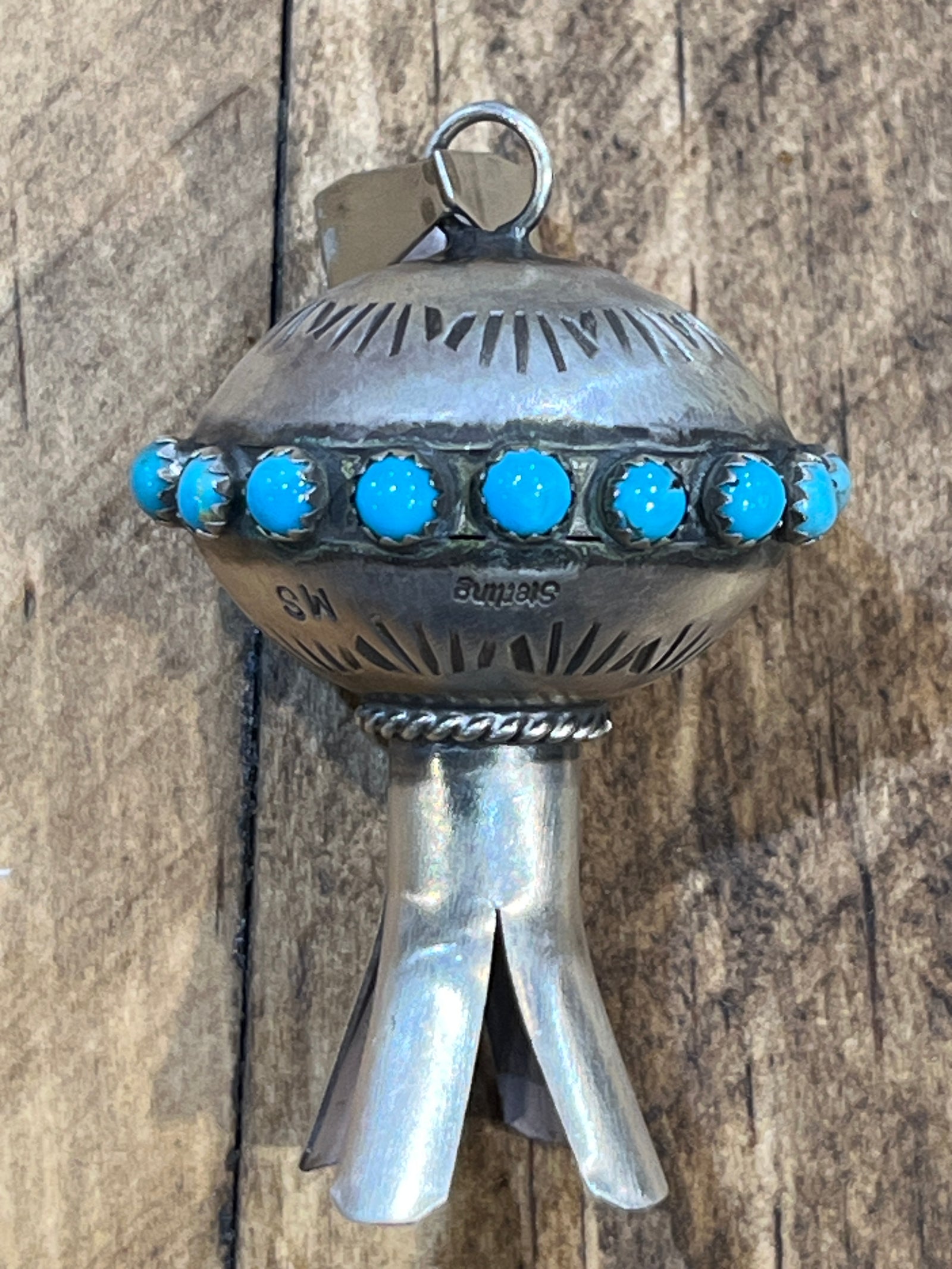 Alpine Large Sterling Kingman Flute Blossom Pendant