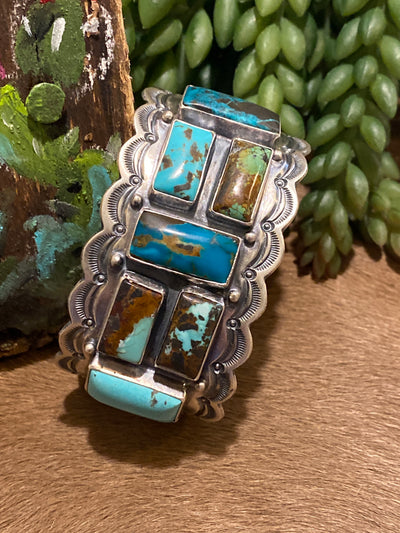 Attica Turquoise Gallery Scalloped Edge Statement Cuff