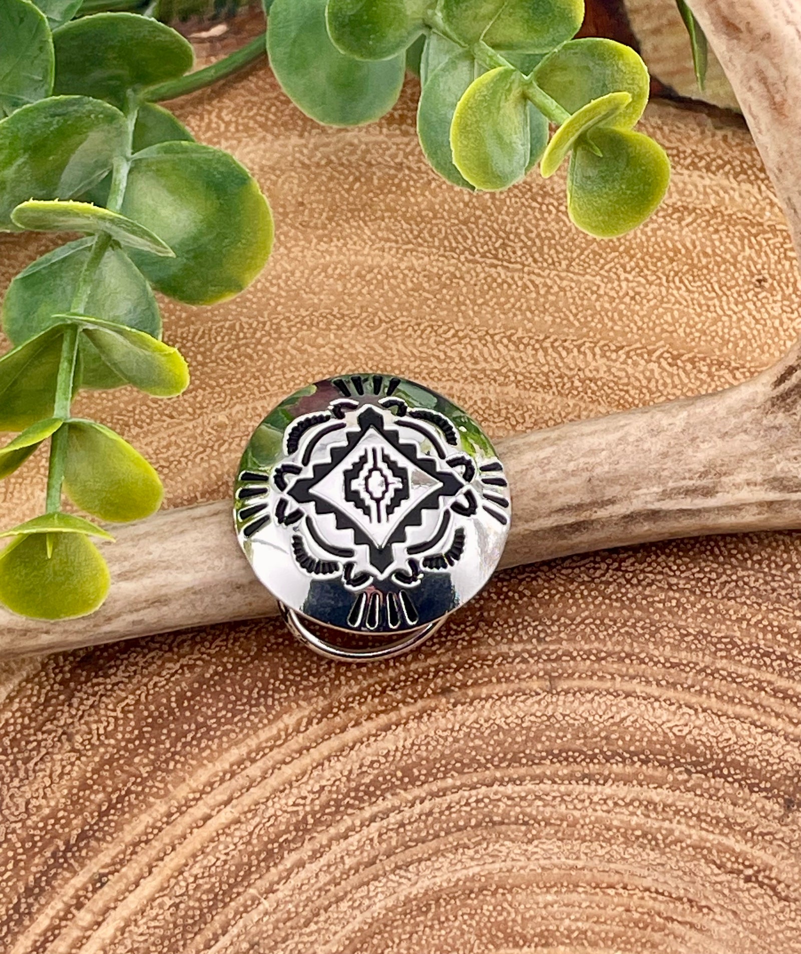 Round Southwest Stamped Concho Scarf Slide - 1.25"