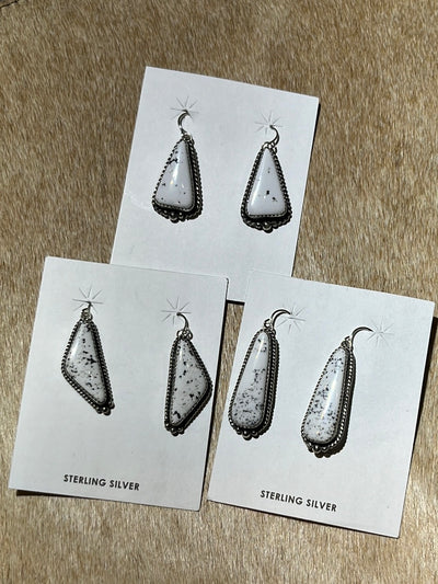 Carla Sterling Framed  Genuine Stone Fish Hook Earrings
