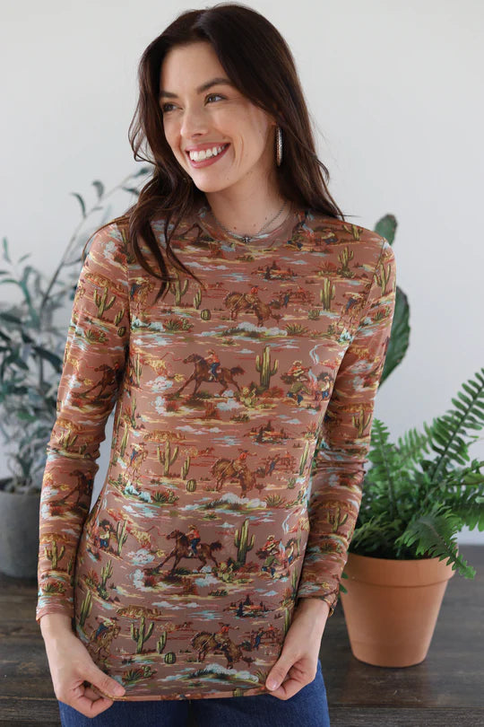 Montana Taupe Cowboy Mesh Top