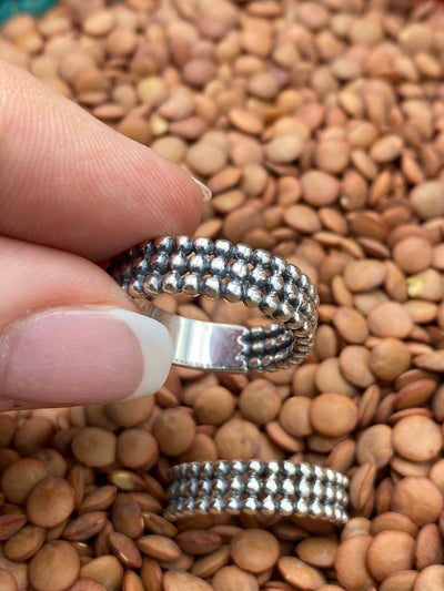 Brielle Dotted Triple Row 6mm Sterling Ring - Size 8