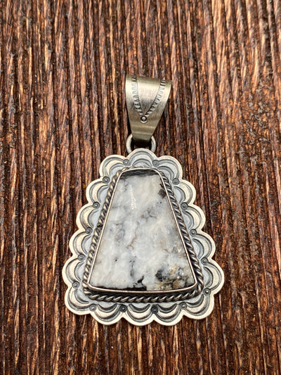Idaho Sterling White Buffalo Single Stone Pendant