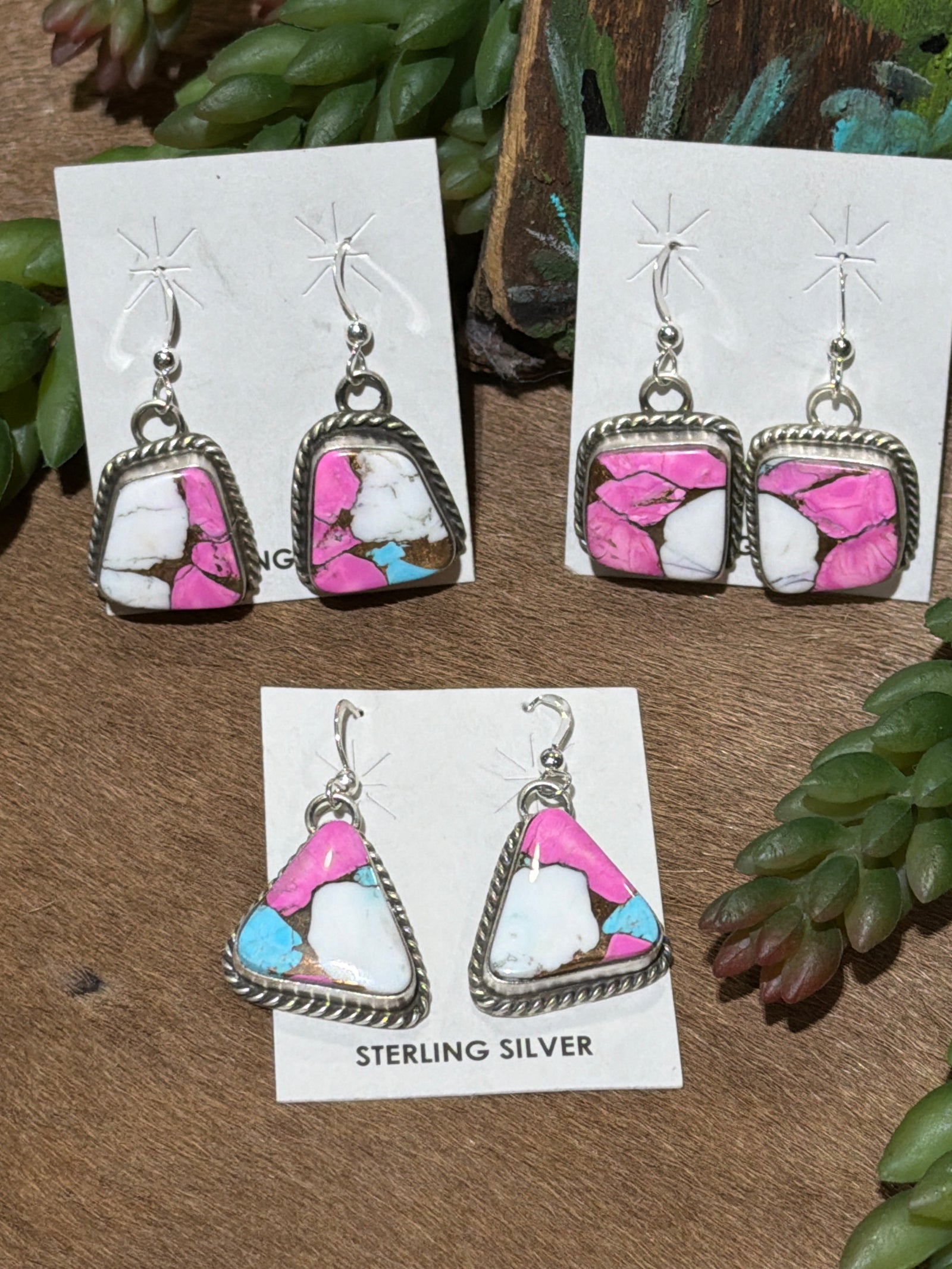 Lara Cotton Candy Turquoise Sterling Fish Hook Earrings