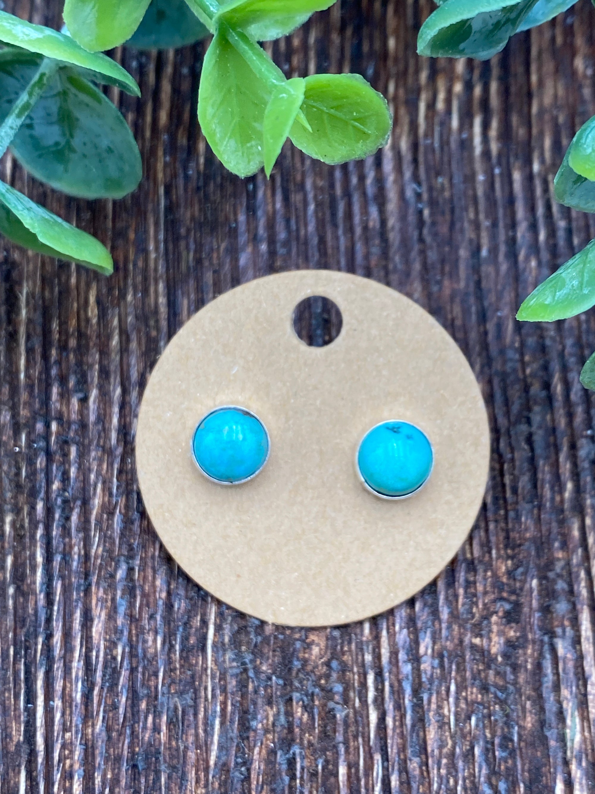 Kenna 8mm Simple Round Turquoise Stud Earrings