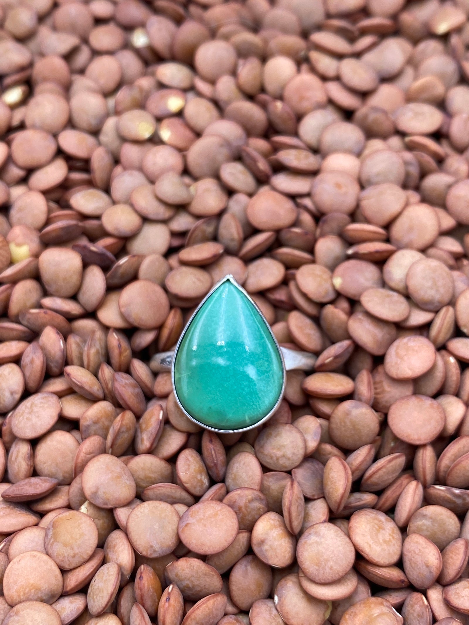 Bedford Simple Sterling Turquoise Teardrop Ring - Size 7