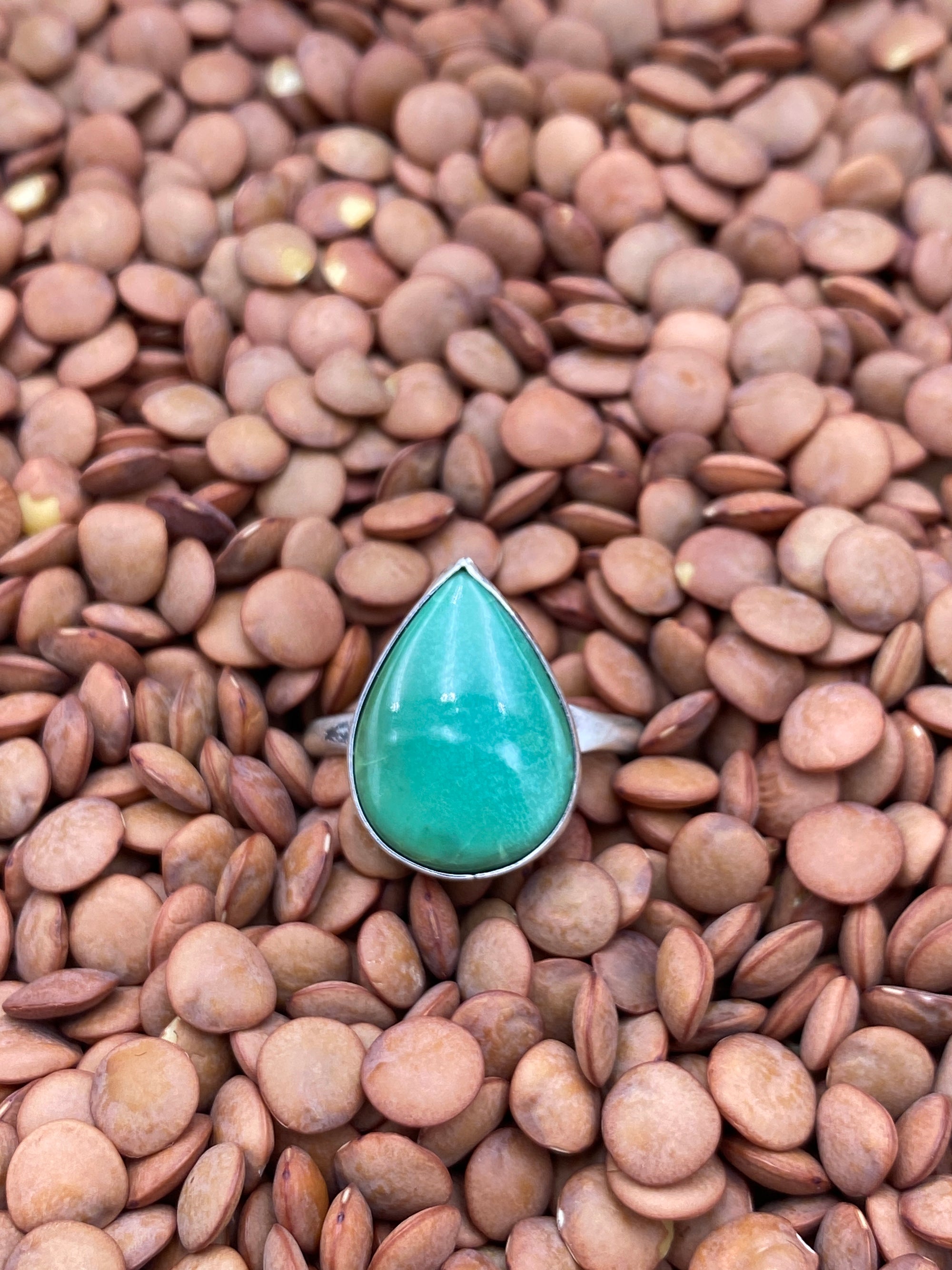 Bedford Simple Sterling Turquoise Teardrop Ring - Size 7