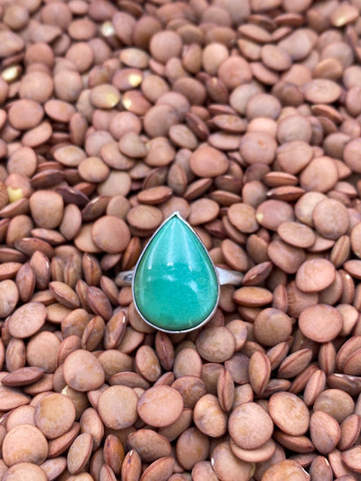 Bedford Simple Sterling Turquoise Teardrop Ring - Size 7