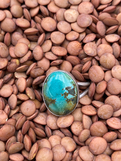 Keene Sterling Double Band Turquoise Teardrop Ring