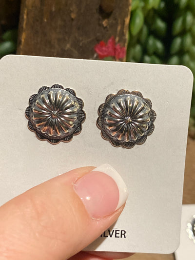 Bundt Flower Concho Sterling Earring - .75"