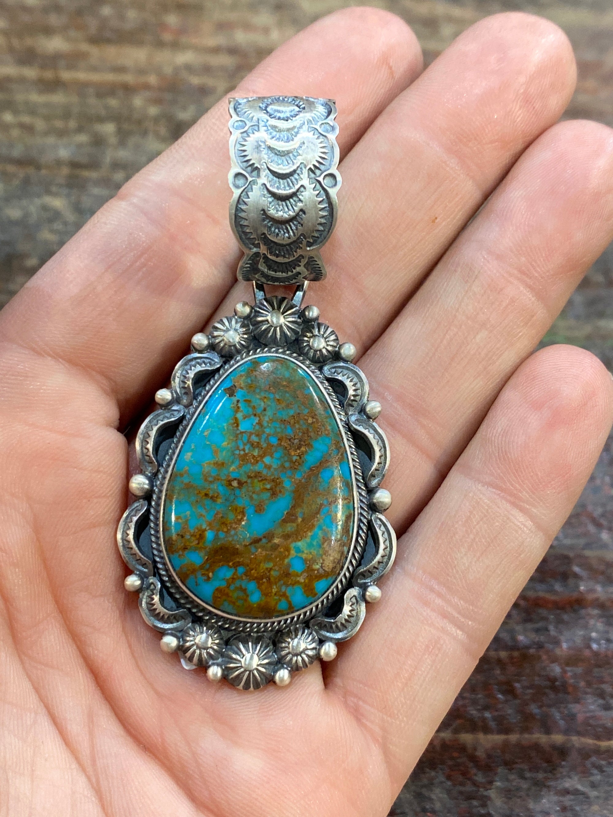 Elias Sterling Framed Kingman Teardrop Pendant