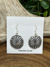 Viola Sterling Oval Concho Flat Center Earrings