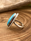 Great Sand Dunes Smooth Sterling Turquoise Teardrop Ring - 7.5