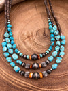 Dakota Heishi & Tumbled Turquoise & Spiny Oyster Necklace -18"