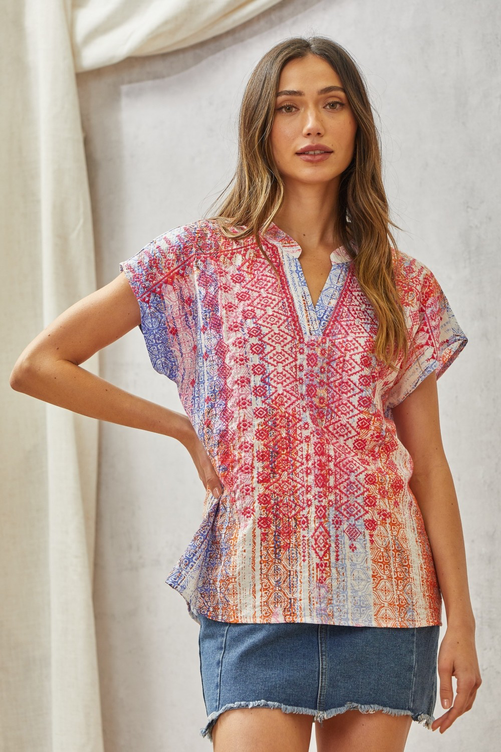 Finn V-Neck Embroidered Top