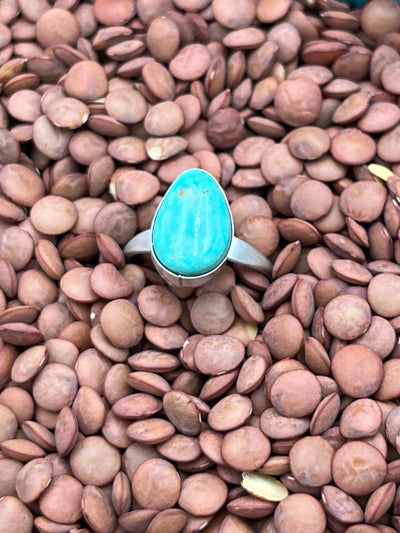 Cotton Sterling Turquoise Single Stone Rings