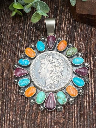 Moriah Sterling Large Liberty Coin Pendant - Multi