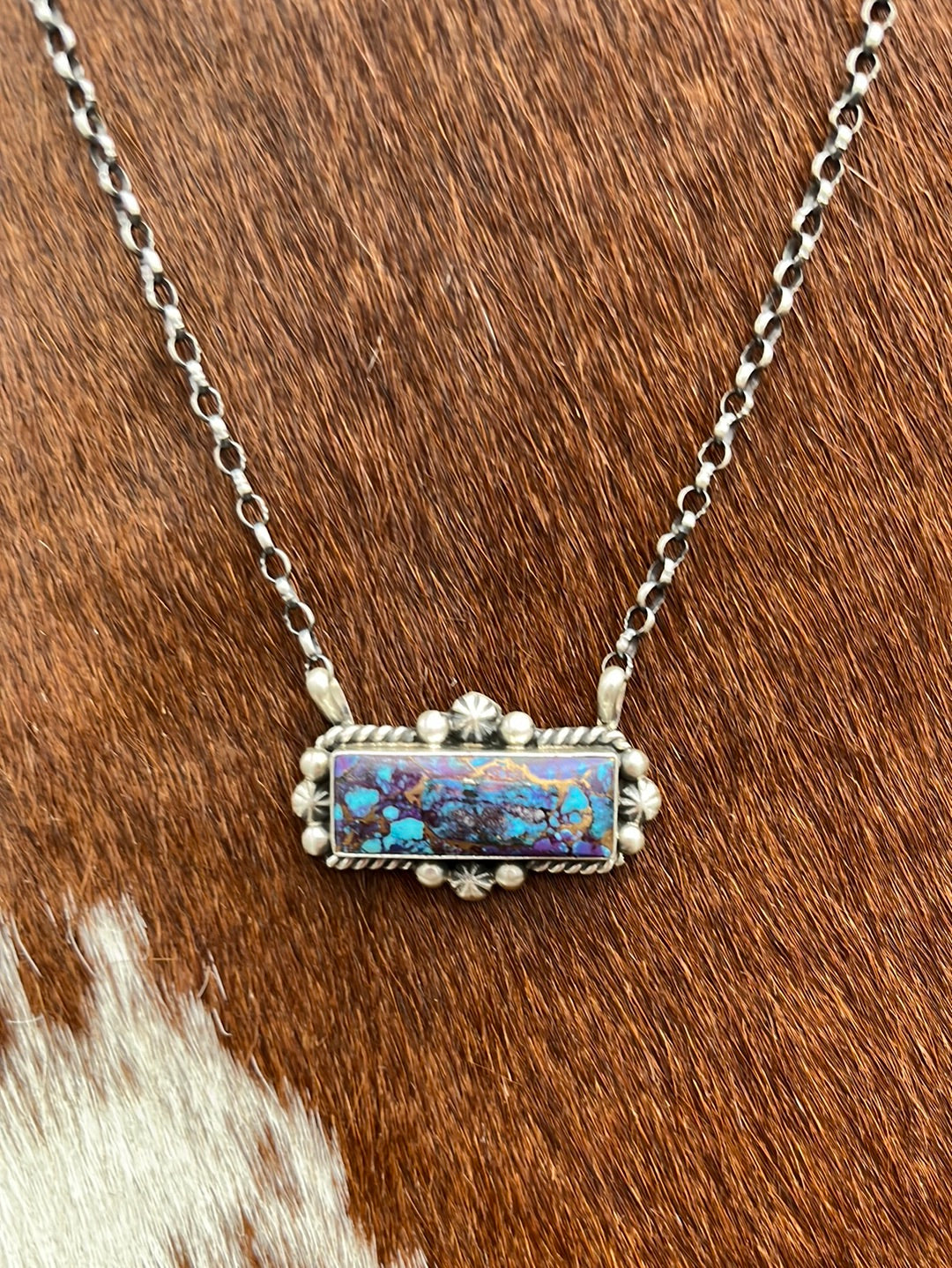 Keller Burst Surround Sterling Mojave Bar Necklace - 16"