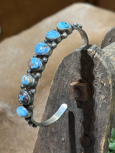 Golden Hills Turquoise 7 Stone Sterling Cuff