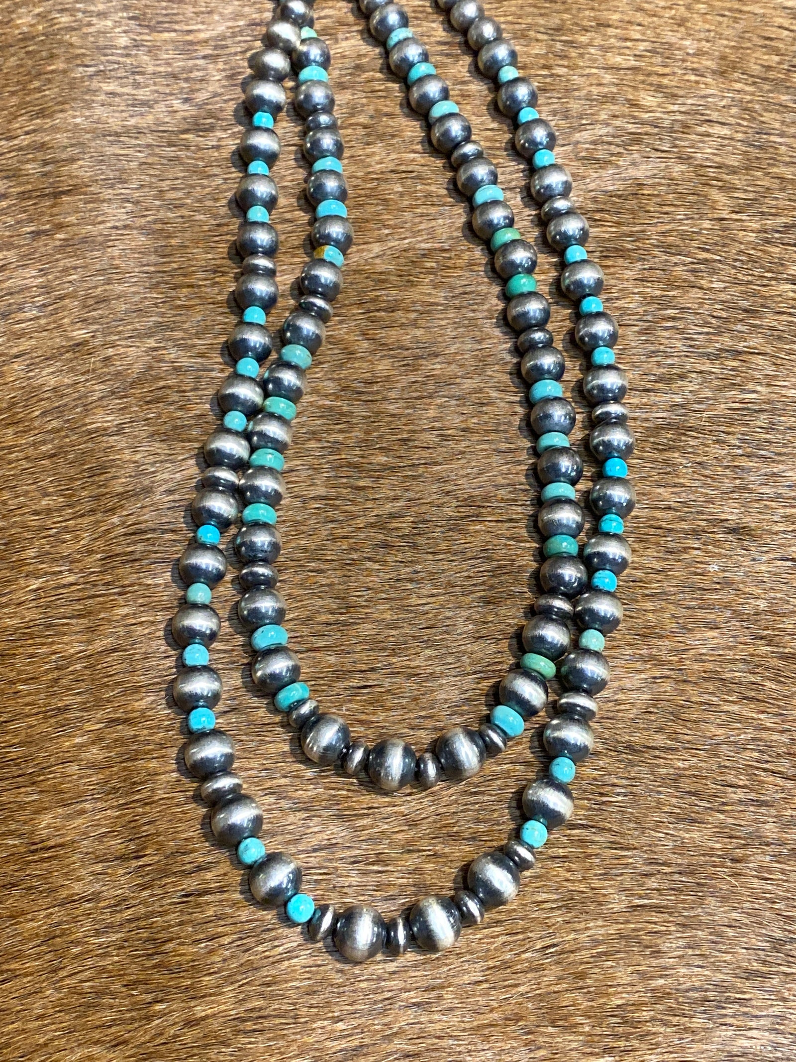 Emmett Varied Navajo Pearl & Turquoise Bead Necklace - 18"