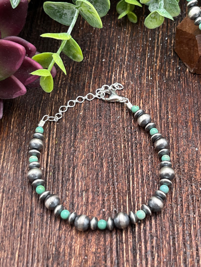 Canton Sterling 6mm Navajo Pearl, Saucer & Stone Bracelets - 9.5"