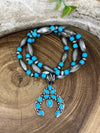 Billings Fashion Cylinder Navajo & Stone Naja Pendant Bracelet Set - Turquoise