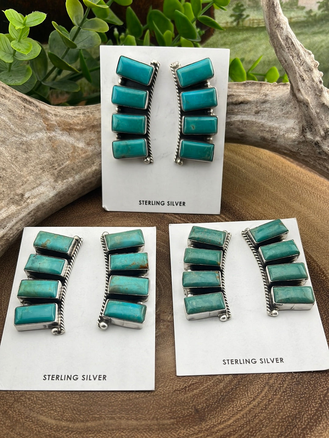 Destin 4 Stone Bar Turquoise Earrings