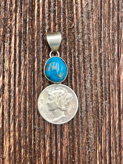 Easton Turquoise Liberty Coin Pendant - Blue