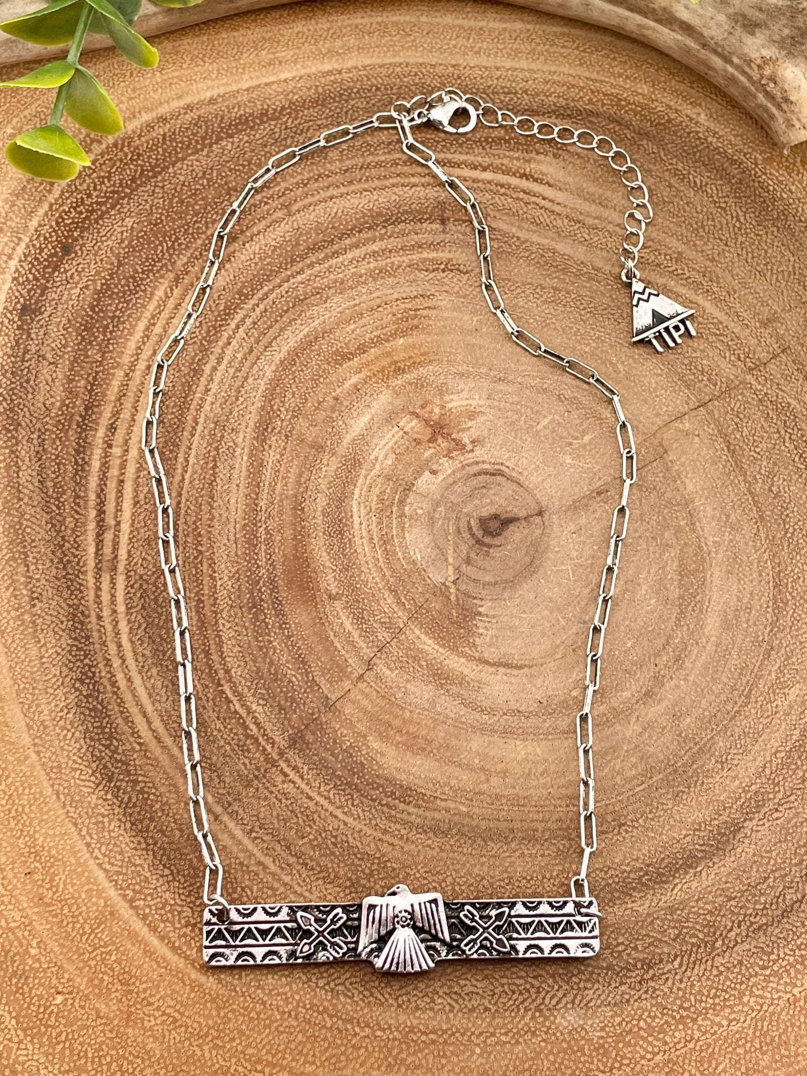 Antares Fashion Silver Thunderbird Bar Necklace