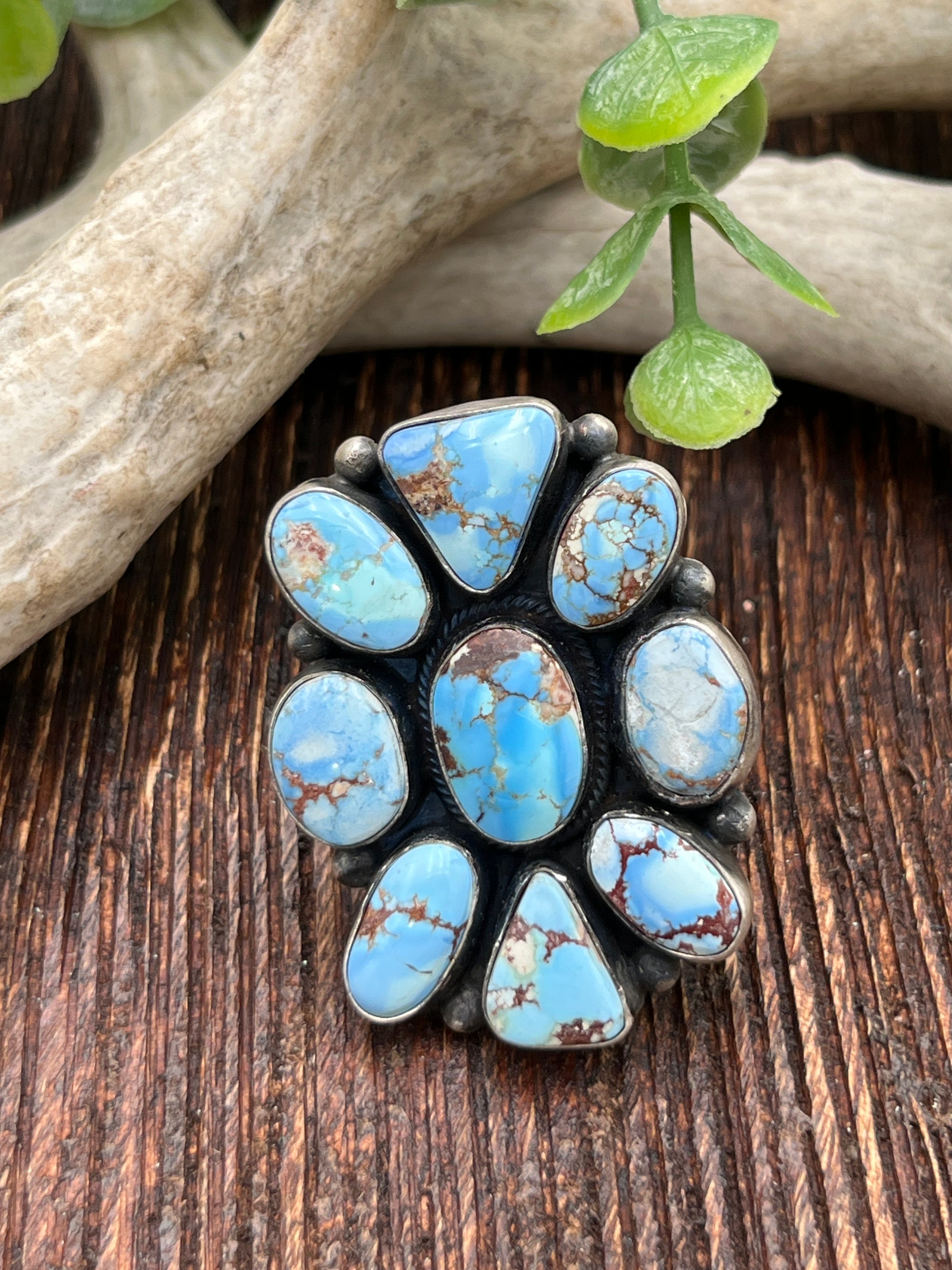 Eagle's Nest Sterling Golden Hills Turquoise Ring size