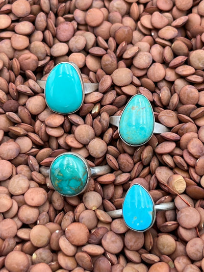Cotton Sterling Turquoise Single Stone Rings