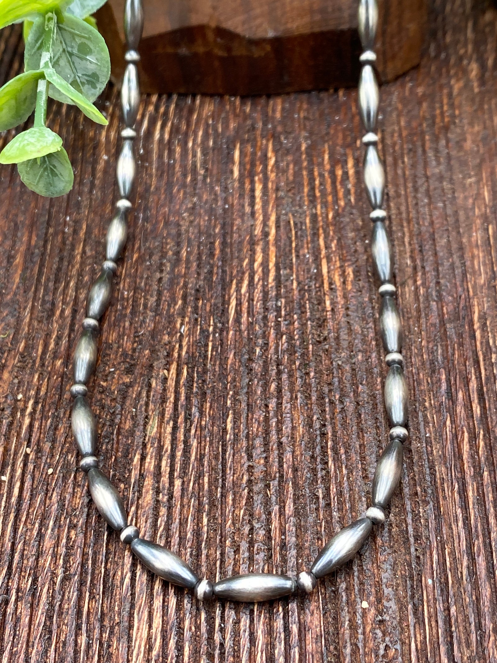 Brooks Alternating Torpedo Bead Sterling Necklace - 18"