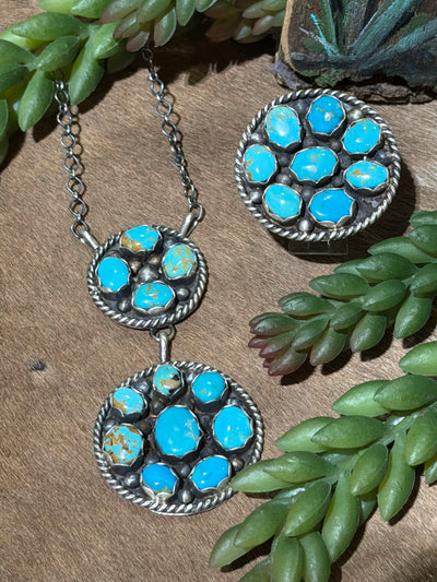Gavin Turquoise Double Shield Necklace - 18"