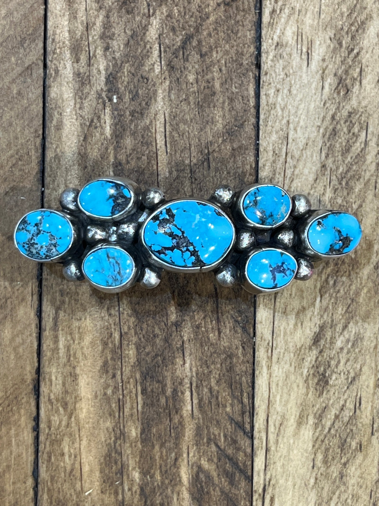 Wendy Sterling 7 Stone Turquoise Barrette