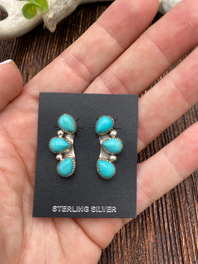 Beth Stacked Teardrop Turquoise Earrings
