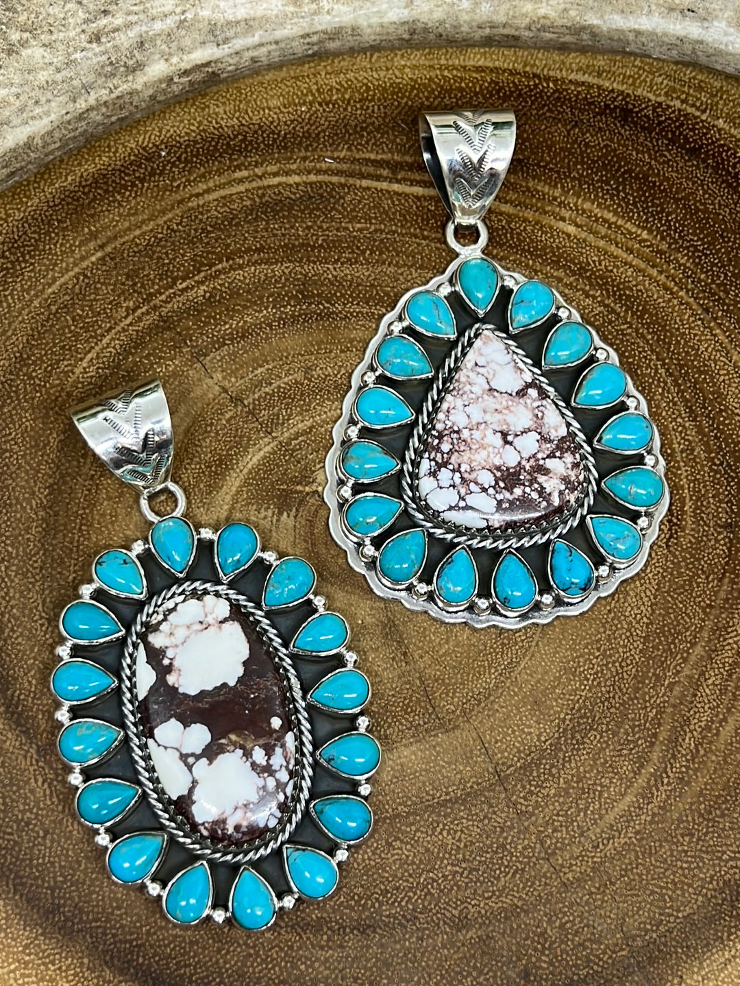 Gabriella Sterling Turquoise Teardrop & Wild Horse Stone Pendant