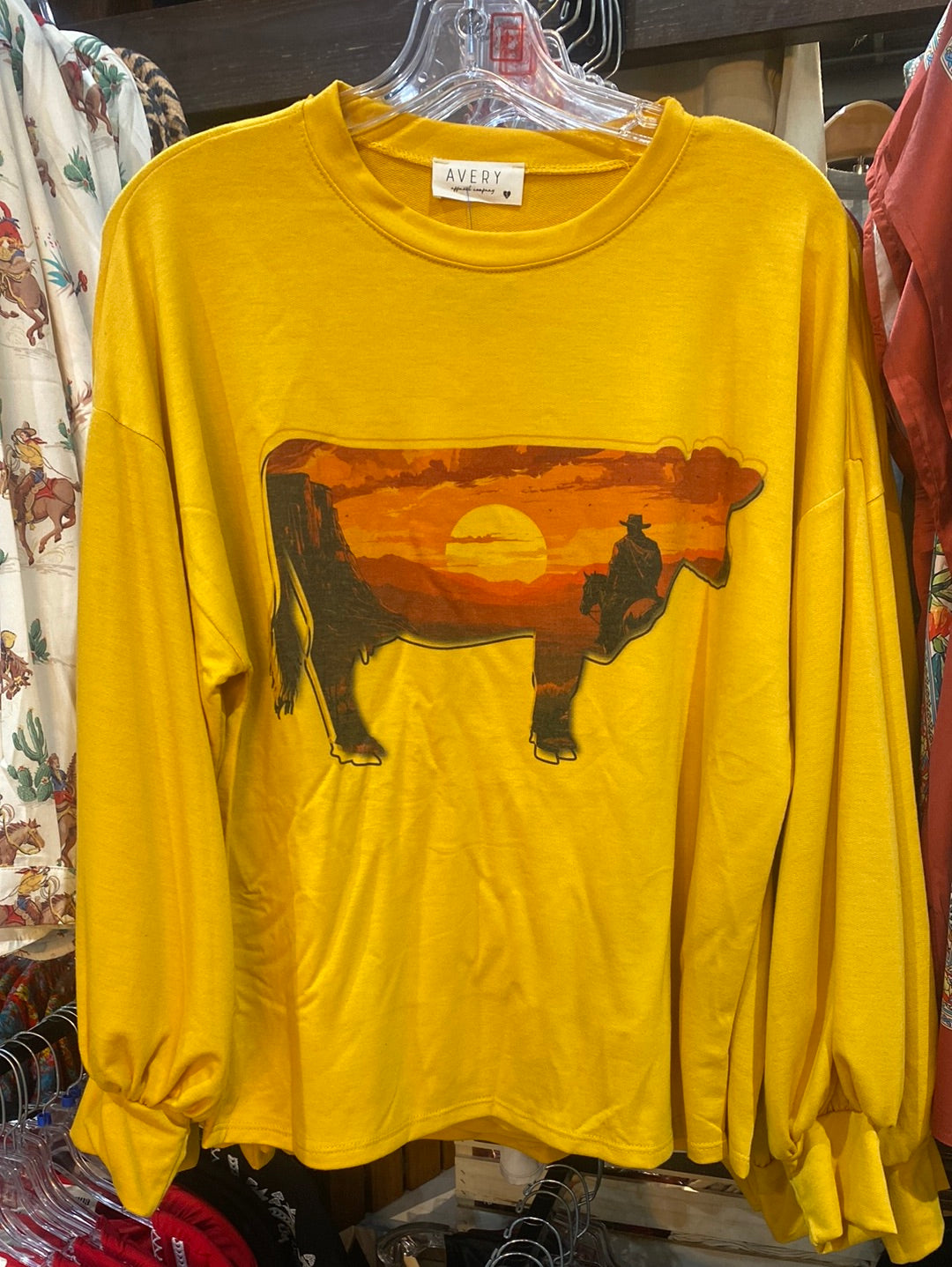 Sunset Cow Graphic Sweatshirt