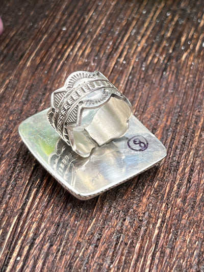 Heston Roped Sterling Purple Spiny Square Ring - Size 8