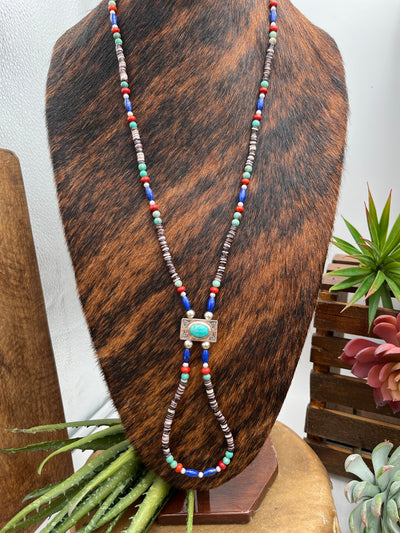 Freedom Rings Red White Blue & Spiny Loop Necklace - 28"