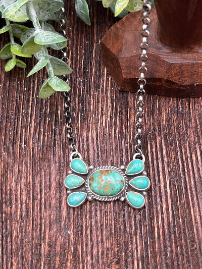 Corvell Sterling Necklace With 7 Stone Pendant Center