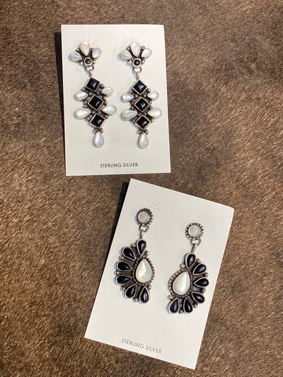 Langford Sterling Pearl & Onyx Post Earrings