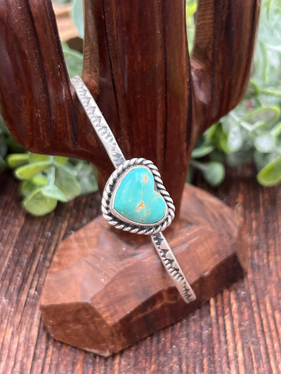 Heart on Your Sleeve Slim Sterling Heart Stone Cuff
