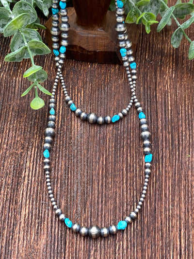 Strait Grouped Navajo & Tumbled Turquoise Necklace