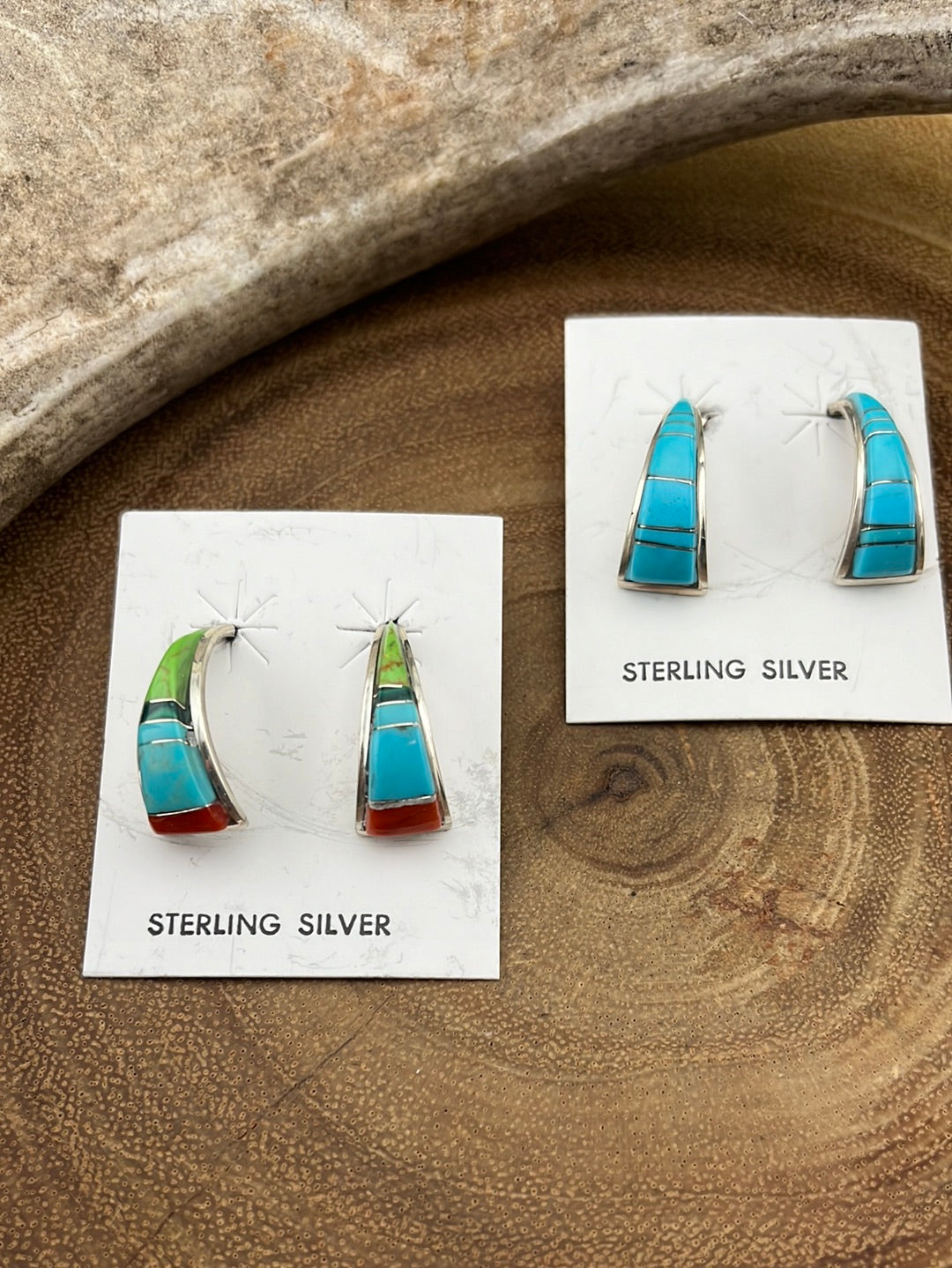 Moon Phases Inlaid Turquoise Earrings