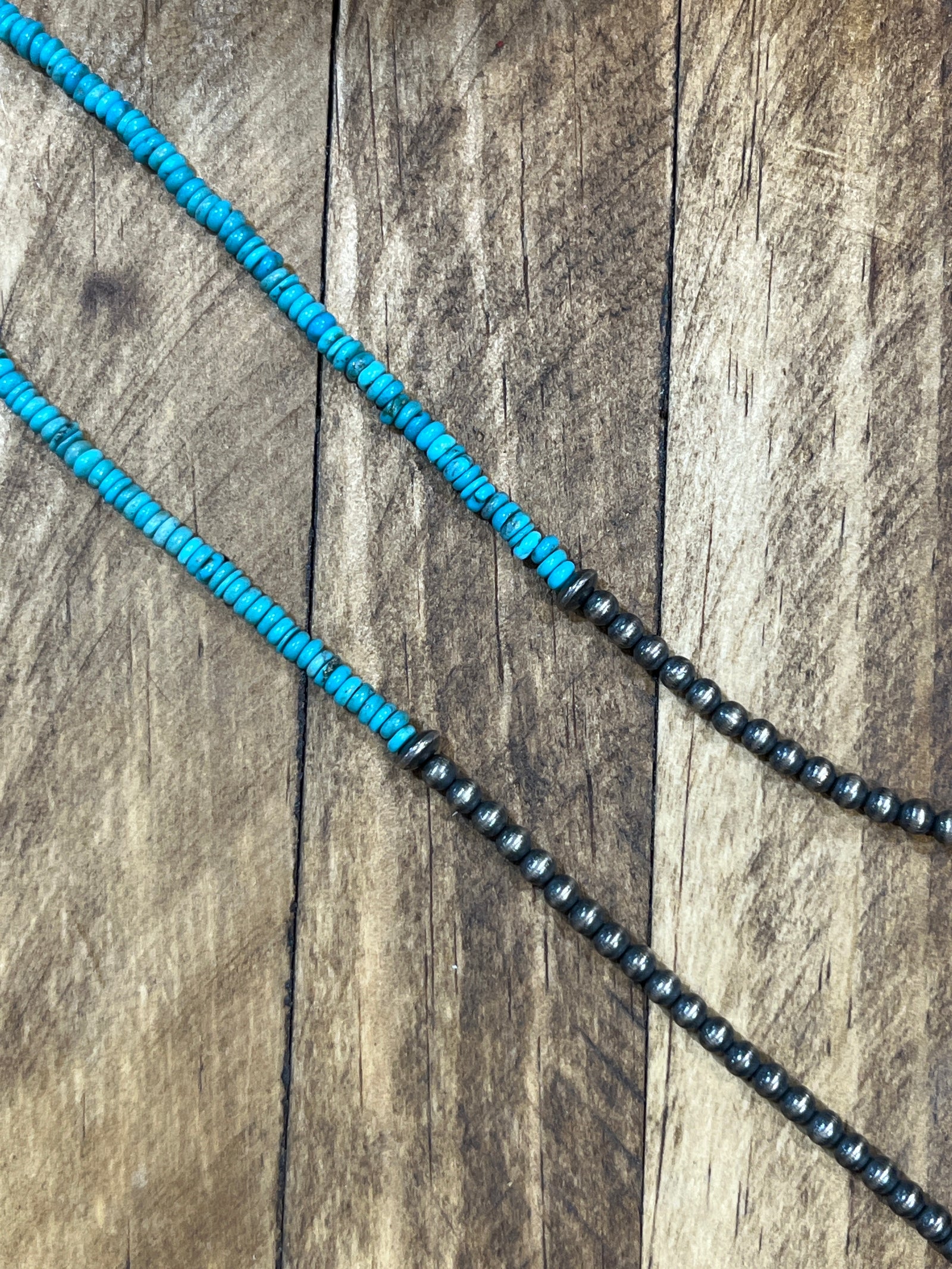 Caden Sterling 4mm Navajo Necklace With Upper Turquoise Beads - 30"