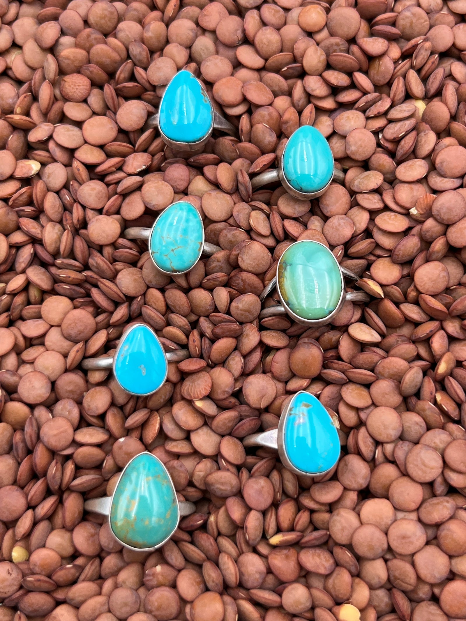 Bindale Sterling Turquoise Single Stone Rings - Size 7-7.5