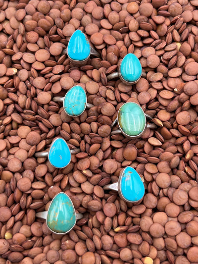 Bindale Sterling Turquoise Single Stone Rings - Size 7